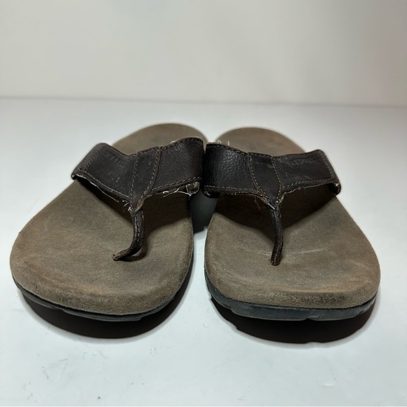 Merrell Mens Flip Flops Size 7 Brown Leather (J598617) (121 Box 15) - Picture 4 of 10